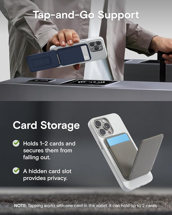 MOFT Phone Tripod Wallet, 3 in 1 Phone Stand MagSafe, NFC-Supported Magnetic Phone Wallet, MOVAS Vegan Leather Adjustable Card Holder, Taupe