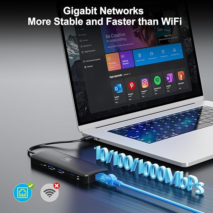 Laptop Docking Station Dual Monitor 2 HDMI, 11-in-1 USB C 4K/60Hz Dual Display Dock,1Gbps Ethernet, 100W USB C PD Port, 5 USB A/C Ports, SD/TF Card Slot for Dell, HP, Lenovo, Surface(Black)