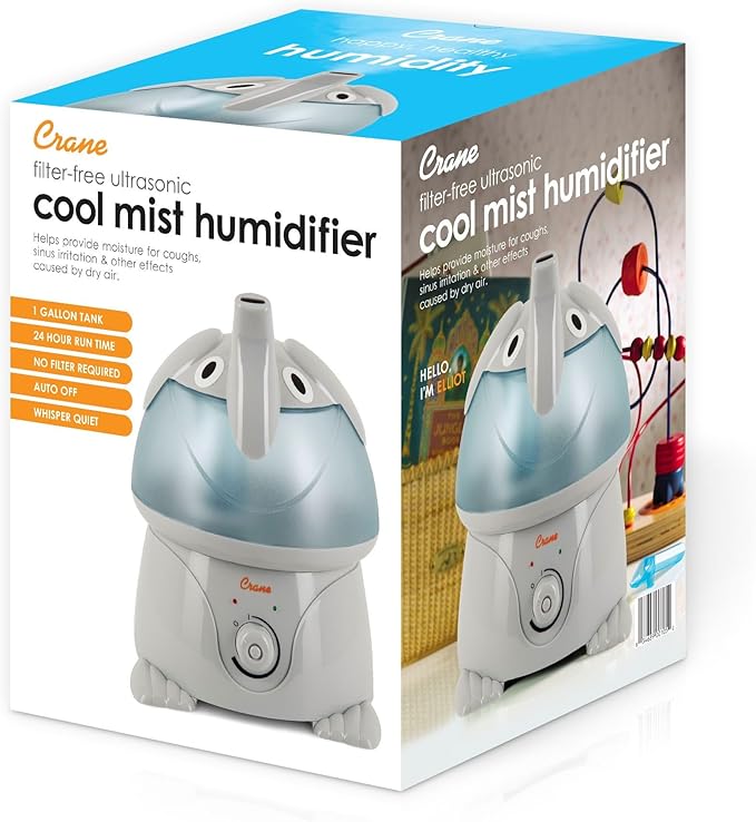 Crane Cute Animal Humidifier for Kids Bedroom and Nursery, Ultrasonic Cool Mist, 1 Gallon, Auto Shut Off, Cool Mist Humidifier