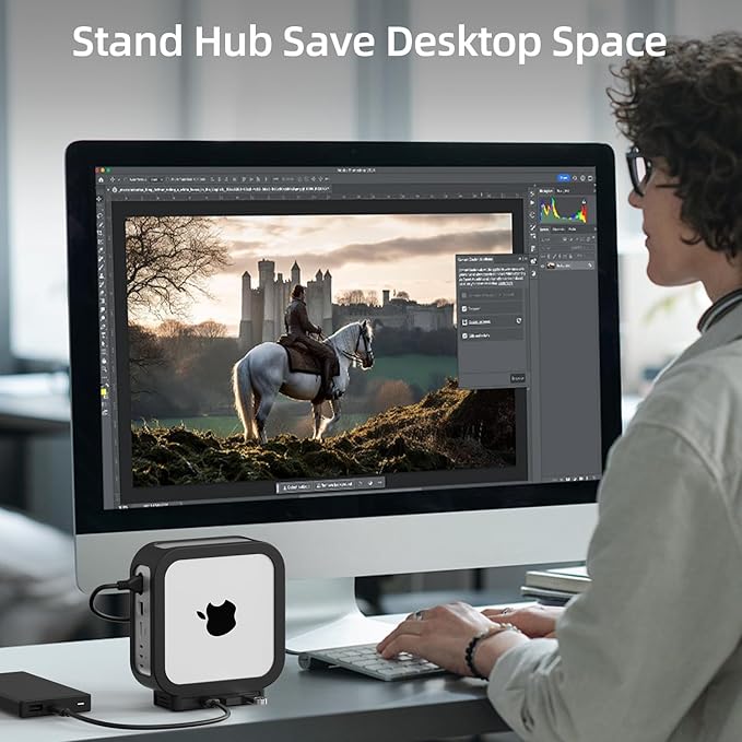 Mac mini M4 Dock with USB-A*3, Mac mini M4 Pro Hub with SD/TF 3.0 Card Reader, Shock-Resistant & Lightweight Mac mini M4 Docking Station