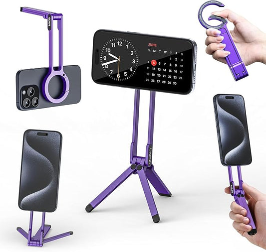 ULANZI MA30 Magnetic Phone Tripod Stand for iPhone - Aluminium Maglock Smartphone Mini Tripod Pocket Cell Phone Stand Strong Magnet Quick Mount Compatible with iPhone 16 15 14 13 12 Series, Purple