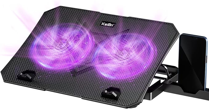KeiBn Upgrade Laptop Cooling Pad, KeiBn Laptop Cooler 2 Fans for 10-15.6 Inch Laptops, 5 Height Stands, 2 USB Ports (S039-Purple)