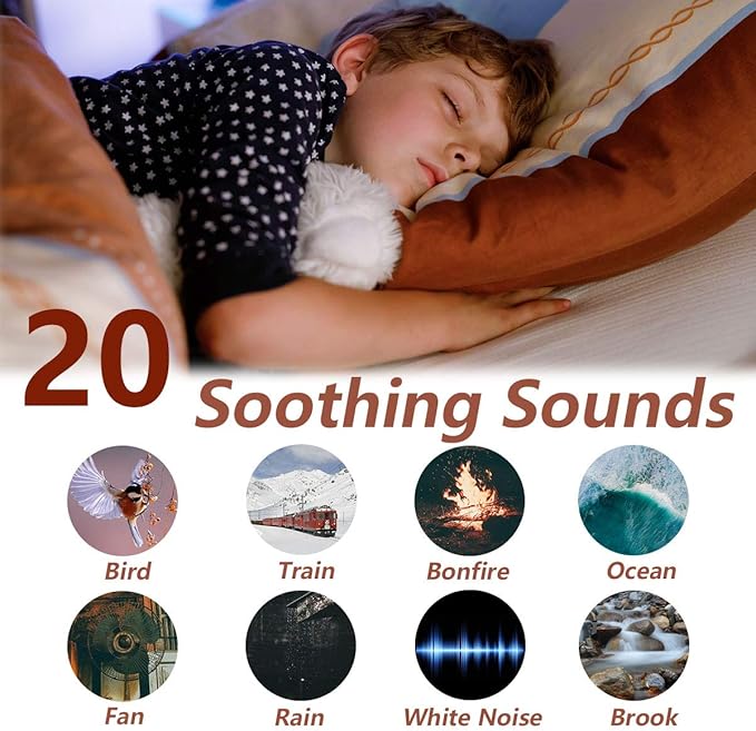 Magicteam Sound Machines White Noise Machine with 20 Non Looping Natural Soothing Sounds and Memory Function 32 Levels of Volume Sleep Sound Timer Therapy for Baby Kids Adults