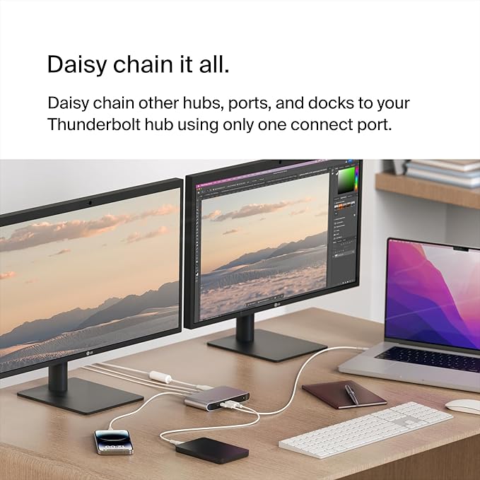 Belkin Connect Thunderbolt 4 Docking Station, 5-in-1 USB-C Multiport Core Hub w/ 96W Power Delivery for Mac, Windows, Single 8K or Dual 4K Display, Thunderbolt 4 Cable & Power Supply Included
