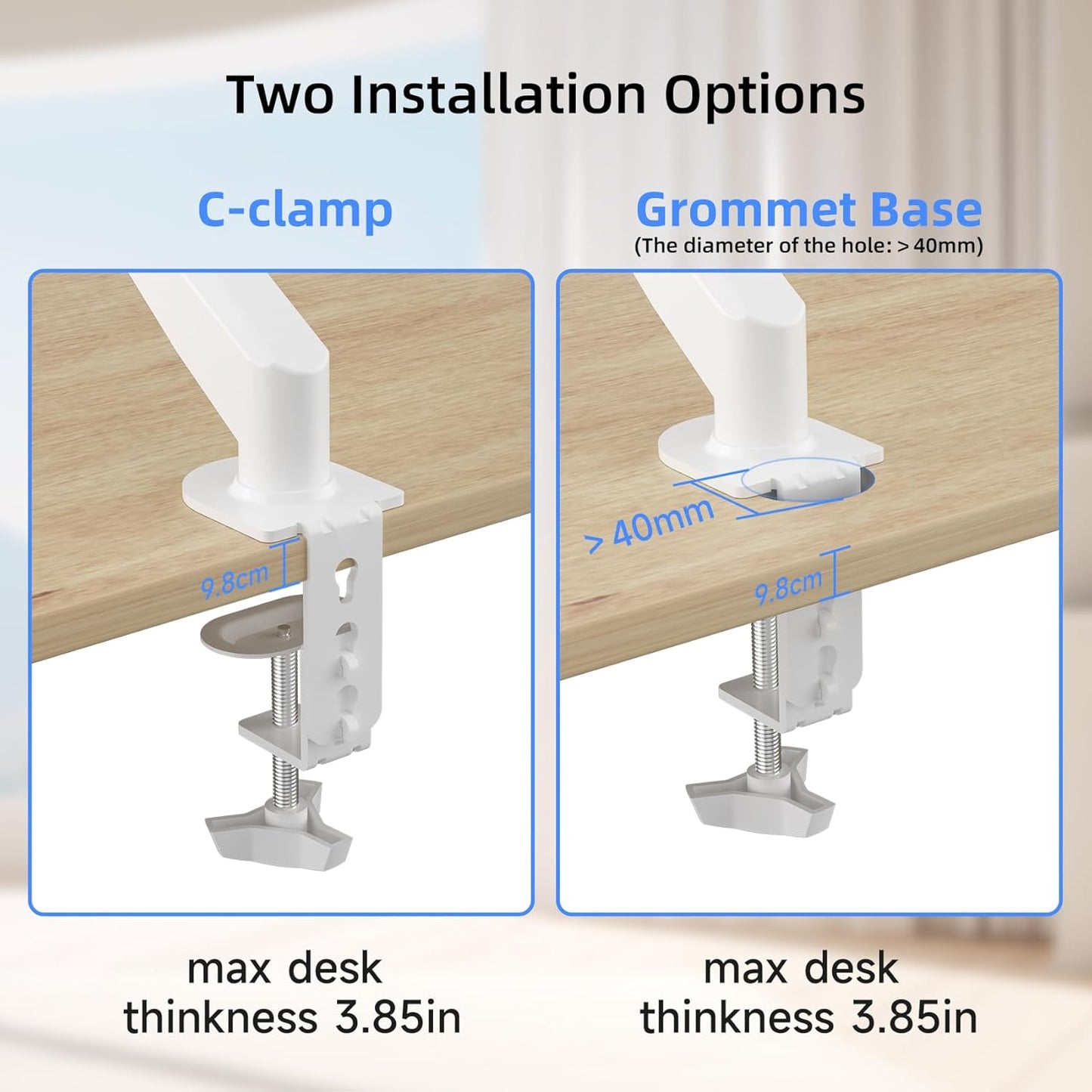 Suptek Single Monitor Mount,Ultrawide Monitor Arm Mount Single Desk Mount for 17 to 43 inch Curved Screen,Holds 28.6 lbs,Pneumatic Height,75/100 Vesa Mount,White(MD71MW)
