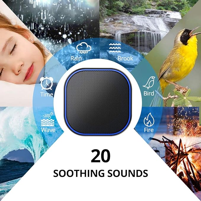 Magicteam Sound White Noise Machine with 20 Non Looping Natural Soothing Sounds and Memory Function 32 Levels of Volume Powered by AC or USB and Sleep Sound Timer Therapy for Baby Kids Adults