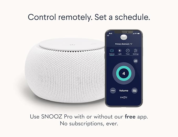 SNOOZ Pro - Smart White Noise Machine & Travel Case - Real Fan Inside, Non-Looping White Noise, Adjustable Tone & Volume - App-Based Remote Control & Sleep Timer (Cotton)