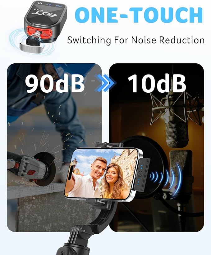 acer Wireless Lavalier Microphone for iPhone/Android/PC/Laptop Portable Mini Clip on Mic with Lightning + USB C Plug, 48KHz 24Bit, Noise Cancellation, 24H Battery for Video Recording