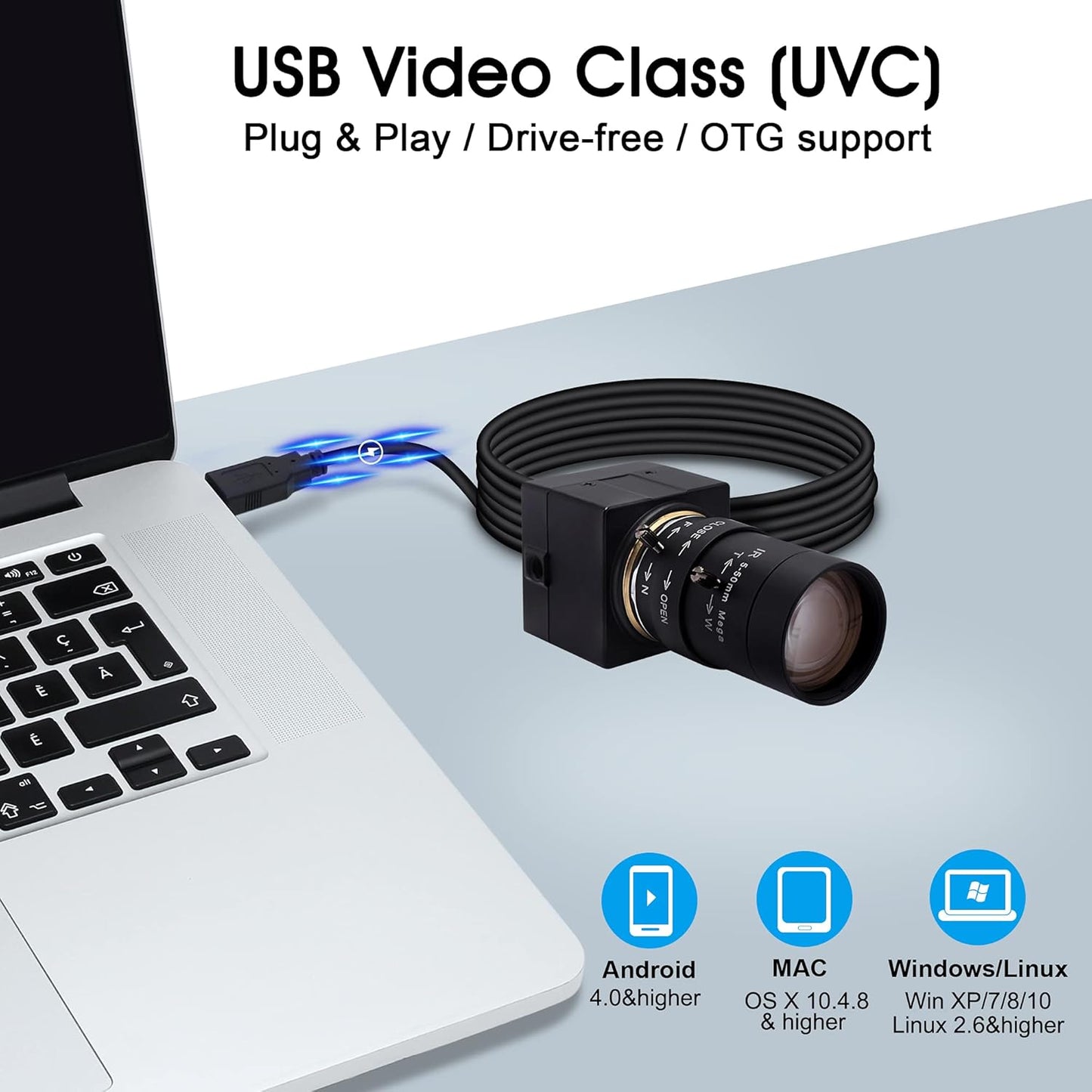 SVPRO Telephoto Webcam Mac Compatible 1MP USB Camera with 5-50mm Optical Zoom Lens Manual Focus Webcam UVC PC Cam for Windows Linux Android MAC,1280x720 USB2.0 CMOS Video Camera for Security,Streaming