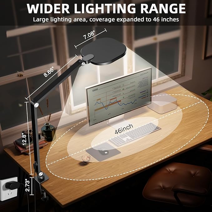 Video Conference Light for Computer, Dimmable Camera Lighting for Video Recording, Meeting, Laptop & Webcam, 15W Ring Light with C- Clamp,Swing Arm, Remote, Memory & Timer CRI >95