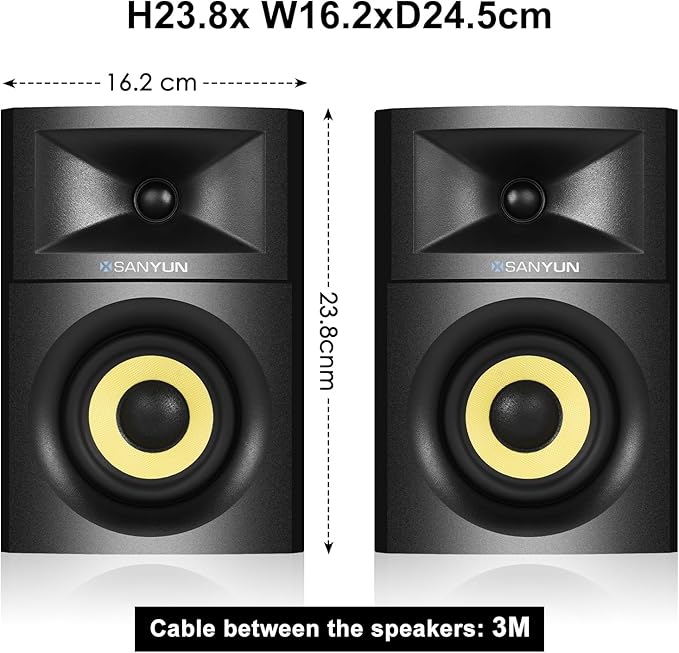 SW205 4" Bookshelf Speakers | Immersive HiFi Audio with Virtual Surround | Flagship DAC/DSP Engine | Geometric Diffusion Cabinet | 80W, Bluetooth 5.4/Optical/AUX Inputs, Wireless Remote, Black