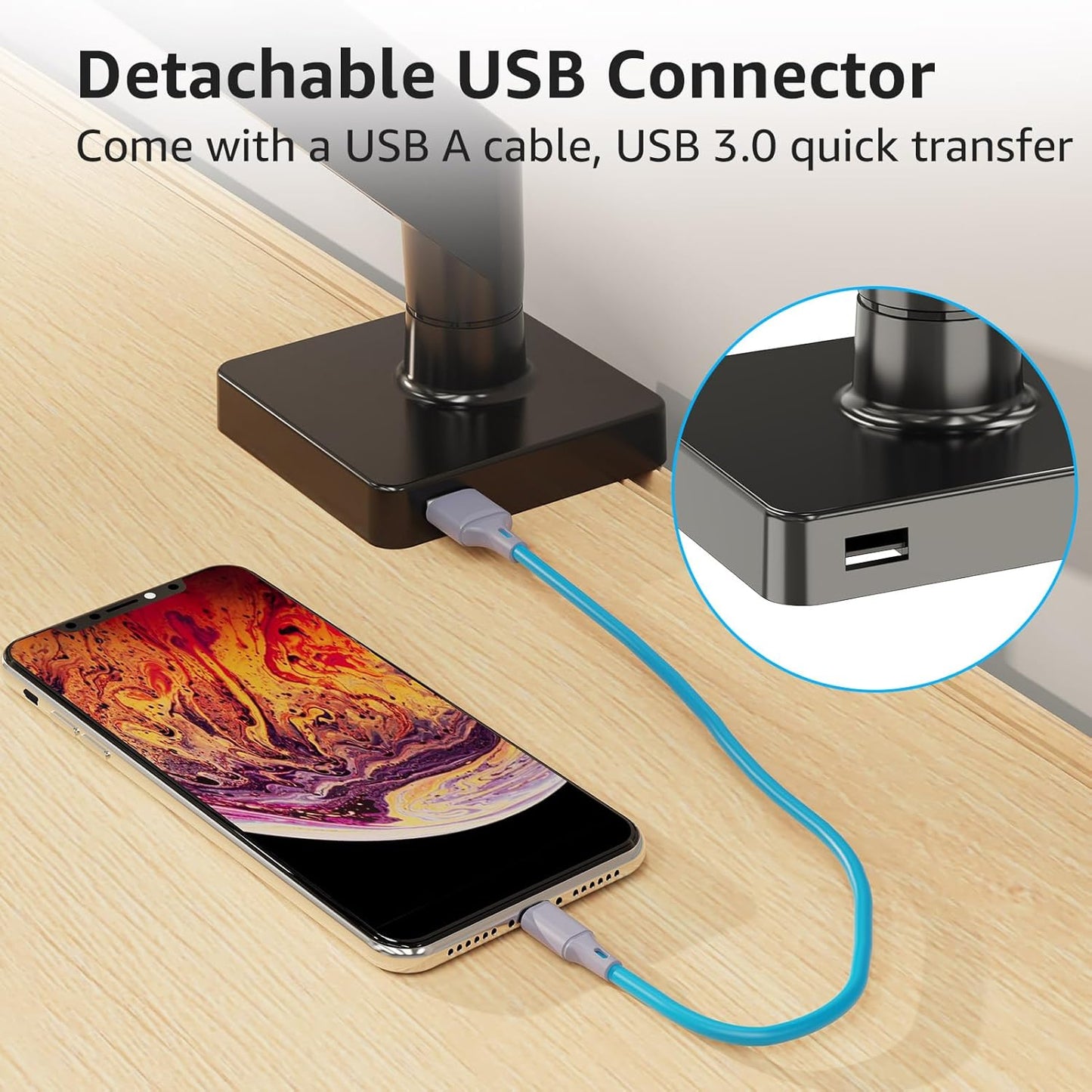 MOUNTUP Single Monitor Mount with USB Fits 42 40 35 32 27 24 Heavy Duty Widescreen, Gas Spring Monitors Stand for Desk, Holds 4.4-33 lbs Screen, Ultrawide Monitor Arm, VESA Mount Clamp/Grommet Base