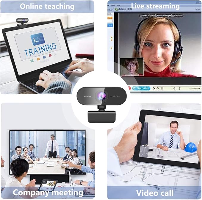 Webcam for pc with Microphone,Full Hd 1080P Streaming Web Cam for Mac Laptop, USB External Computer Camera for Desktop,Best Cheap Face Cam for Video Conference,Zoom,Gaming Youtube Microsoft Teams