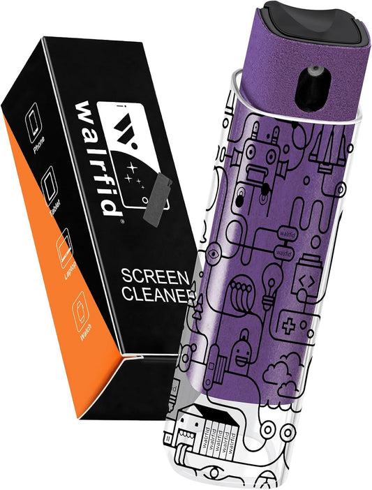 walrfid Car Screen Cleaner, Computer Screen Cleaner Spray and Wipe, Laptop Cleaning Mist Kit for Electronic iPad, iPhone, Phone, MacBook, TV, Monitor Display, with Black Graffiti Case - Purple