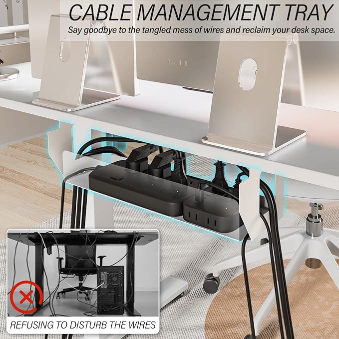 Kingant Electric Standing Desk Height Adjustable Stand Up Desks [48x 20 Inch] - Sit Stand Desk Ergonomic Rising Desks Computer Stand Desk for Home Office Workstation & Cable Management