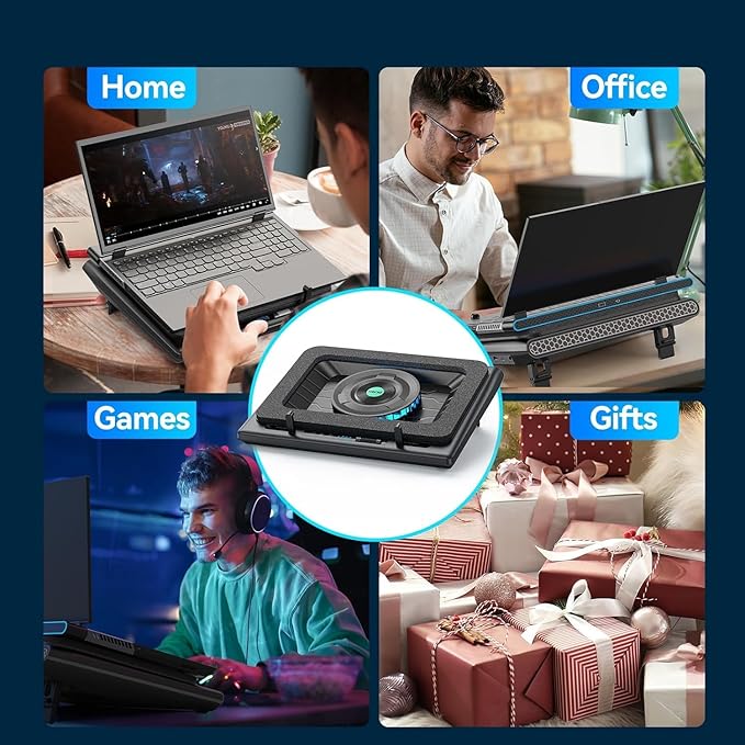 llano V13 Gaming Laptop Cooler, Laptop Cooling Pad Stand with 5.5inch External Cooling Fan, Fast Cooling Computer Laptop 15.6-21in, Adjustable Speed, Touch Control, 3-Port USB A, A Mouse Pad Included
