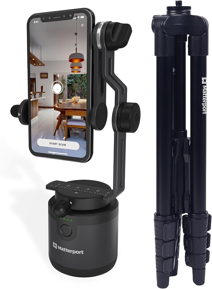 Matterport Axis Gimbal Stabilizer for Smartphone Camera - Motorized Rotating Mount for Professional 3D 360 Photo Scans Includes Portable Tripod, Remote and 12 Month Starter Kit for 3D Model Scans
