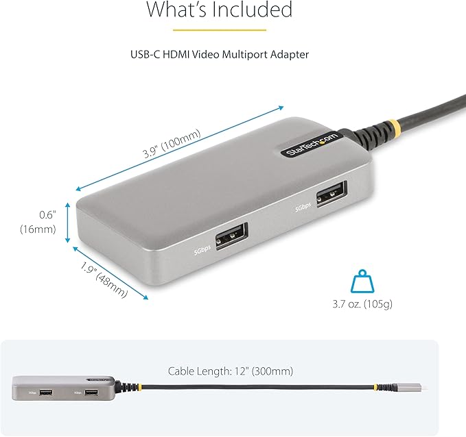 StarTech.com USB-C Docking Station for MacBook Pro M1 M2 M3 M4 and Windows, 4K 60Hz HDMI Video, HDR10, USB 5Gbps Hub, 100W Laptop Charging, GbE