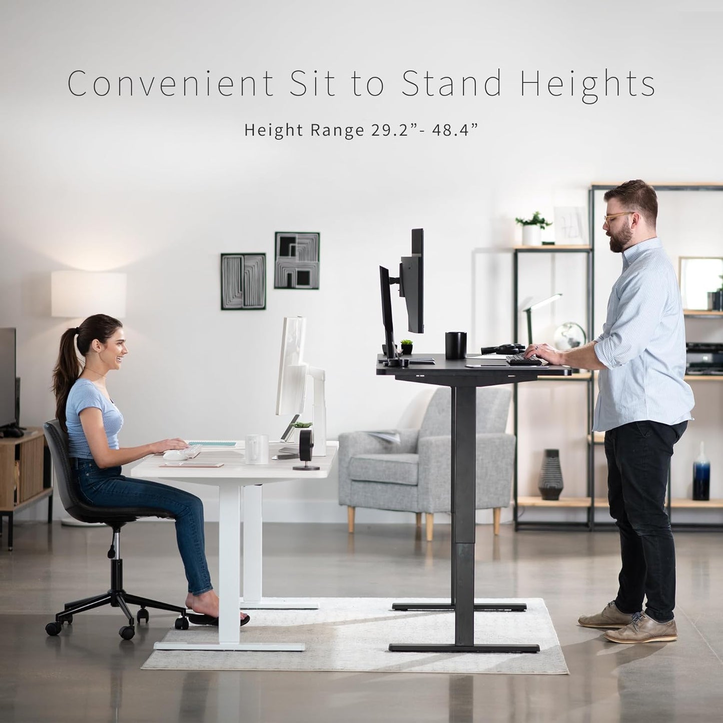 VIVO Electric 60 x 30 in Standing Desk, Memory Height Adjustment, 1B Series, Dark Walnut Top White Frame, DESK-KIT-1W6D-30