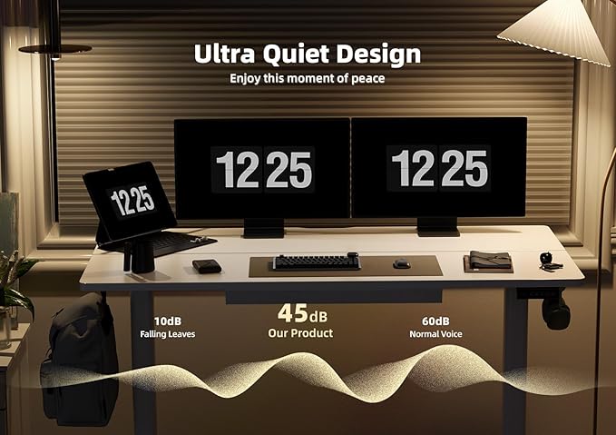 YDN Standing Desk with Drawers, 48 x 24 Inch White Standing Desks Electric Adjustable Height Desk for Computer Workstations, White