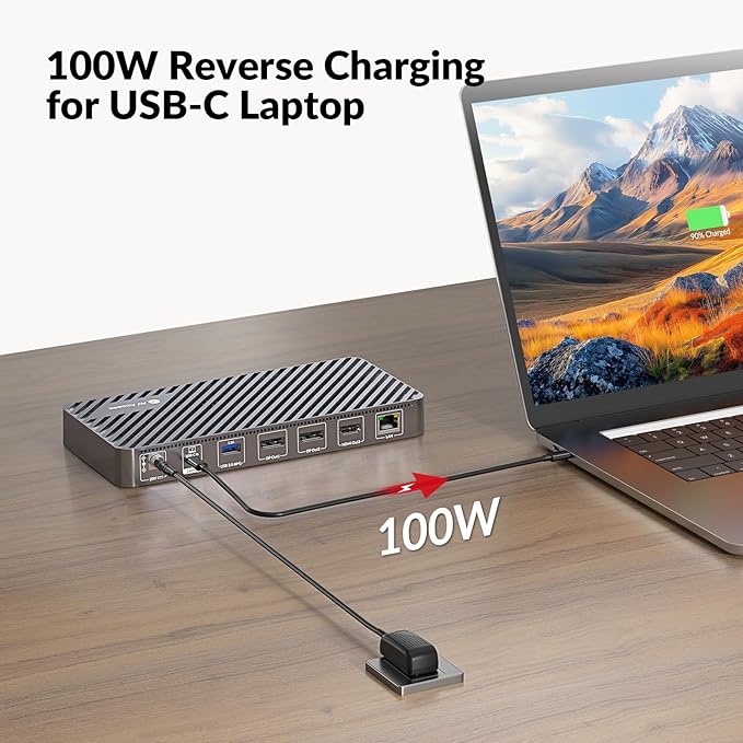 Docking Station, 13-in-1, Triple Display, 4K HDMI and 2 x DP, 100W Laptop Charging, 10Gbps USB-C/A, Ethernet, Audio, SD, Laptop Docking Station for MacBook/Chrome/Dell/HP/Lenovo