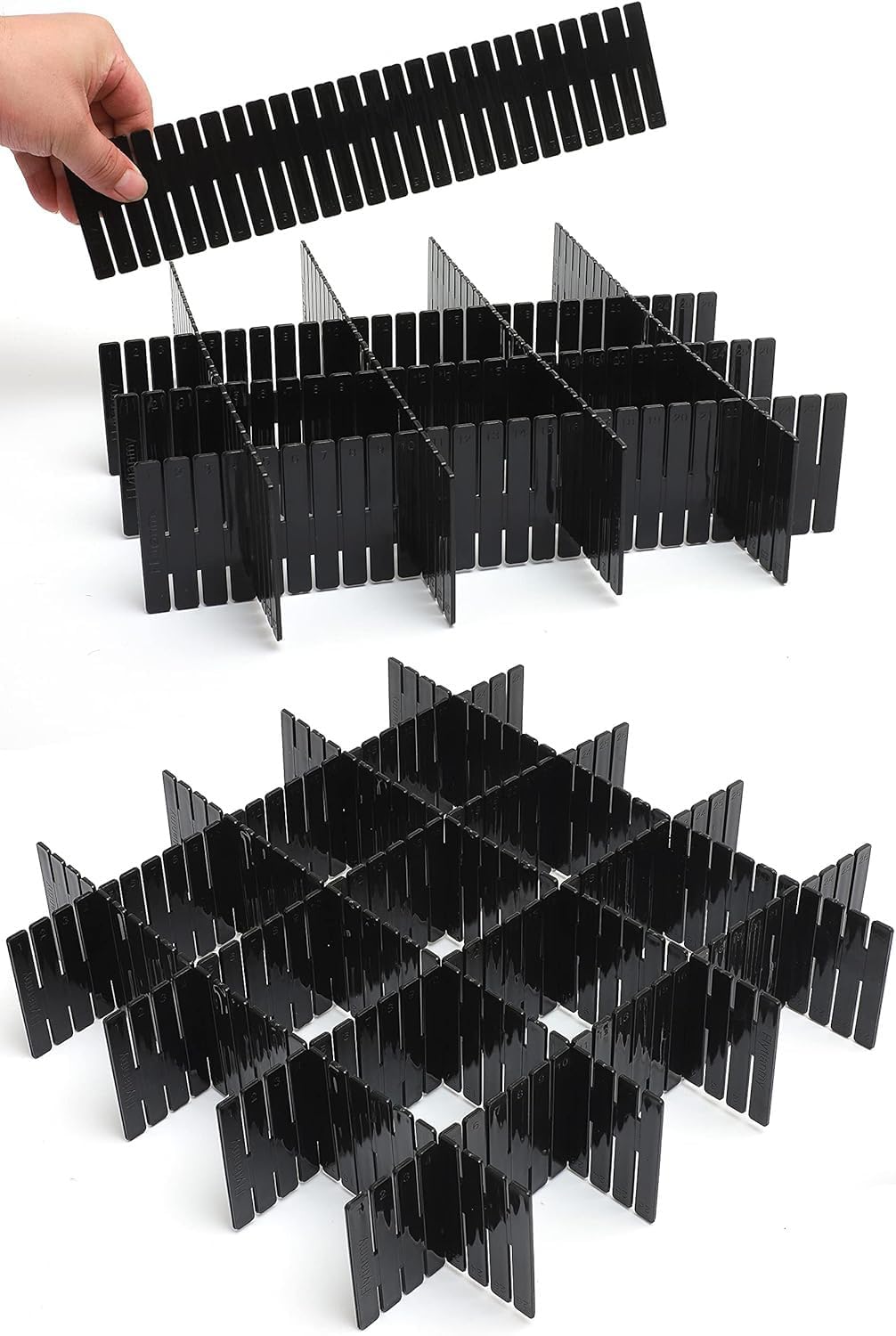 18Pcs Drawer Dividers, Adjustable Drawer Organizer for Socks, Underwear, Makeup, Can Help Tidy Kitchen, Bedroom, Dresser Black