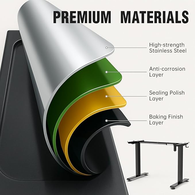 Veken 47.2" Standing Desk Electric, Height Adjustable Sit Stand Up, Wood Desktop, Work Home Office, Computer PC Table, Writing or Gaming Rising Desks, Brown