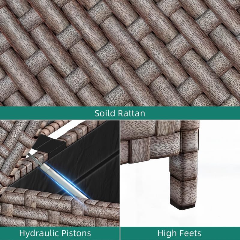 YITAHOME 260 Gallon Wicker Deck Box, XXL All-Weather Outdoor Storage Box, Extra Large Rattan Storage Bin for Patio Furniture, Outdoor Cushions, Pool Storage and Garden Tools (Brown)