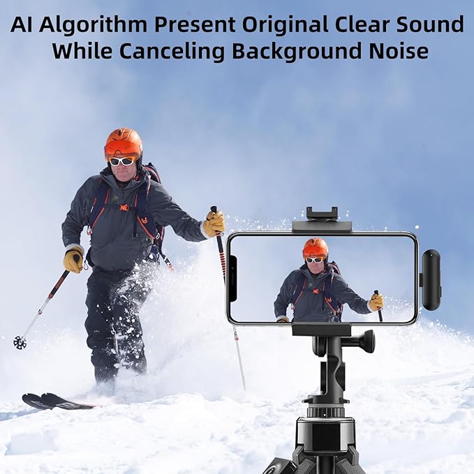 Wireless Microphone for iPhone 16 15 - Ai Noise Cancelling Mini Microphone USB C for Android Phone, Lavalier Mic with 35H Charging Case for Video Recording Vlogging YouTube Tiktok