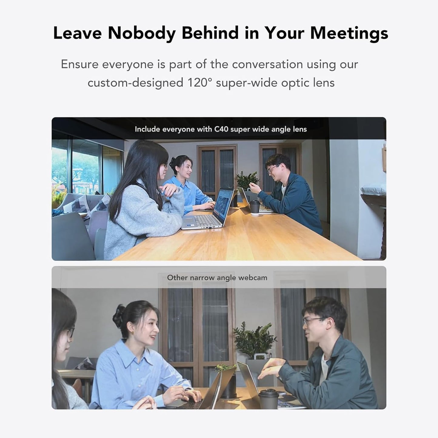 NUROUM C40(2nd Gen) 2K Video Conference Webcam with Microphone and Speaker, 5X Zoom, 4 Noise Cancelling Mics Conference Room Camera, 120°Ultra Wide Angle, 16ft Voice Pickup, for Zoom/Skype/Teams