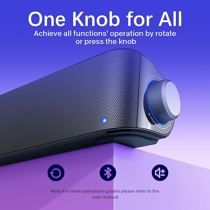 Computer Speakers, HiFi Sound Quality Computer Sound Bar, USB Powered PC Speakers, Bluetooth 5.0 and 3.5mm Aux-in Computer Speakers for Desktop, Laptops, PCs, Phones, Tablets, Xbox, Gaming Speakers