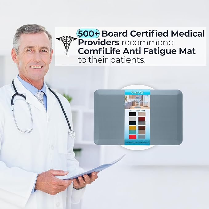 ComfiLife Anti Fatigue Floor Mat – 3/4 Inch Thick Perfect Kitchen Mat, Standing Desk Mat – Comfort at Home, Office, Garage – Durable – Stain Resistant – Non-Slip Bottom (20" x 39", Denim)