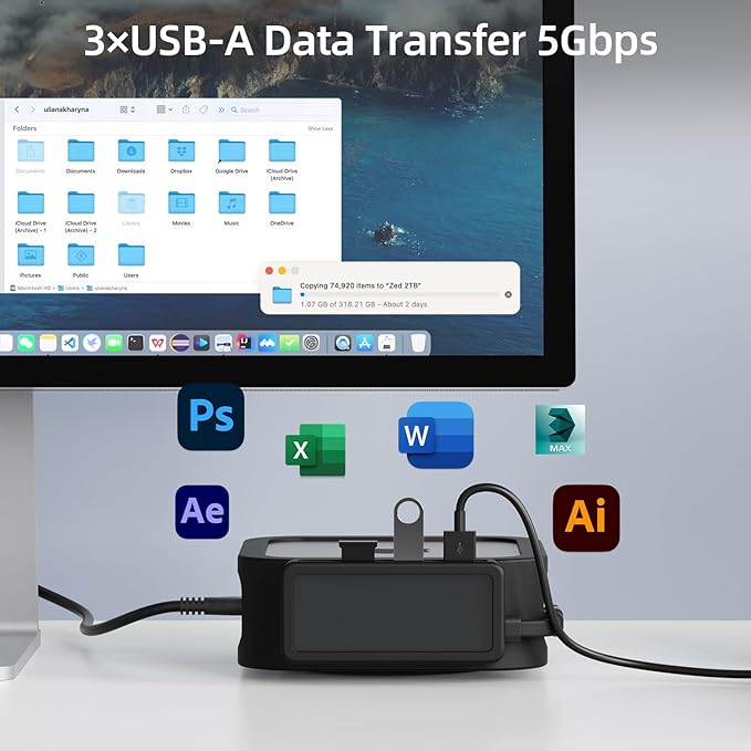Mac mini M4 Dock with USB-A*3, Mac mini M4 Pro Hub with SD/TF 3.0 Card Reader, Shock-Resistant & Lightweight Mac mini M4 Docking Station
