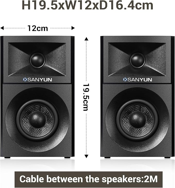 SW203 4.0 Computer Speakers - 60W 4-Way DSP Control 3D Immersive Sound - 3" Carbon Fiber Woofer & 20mm Silk Dome Tweeter - 24bit DAC USB/Bluetooth 5.4/AUX - Studio-Grade Audio (Pair, Black)