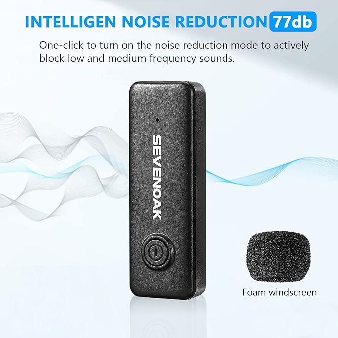 Sevenoak Wireless Lavalier Microphone,USB-C Wireless Clip Mic for Android/Type-C Smartphone Mini Bluetooth Mic for Podcast Facebook YouTube Vlogging Video Recording (SKM-W10-U2)