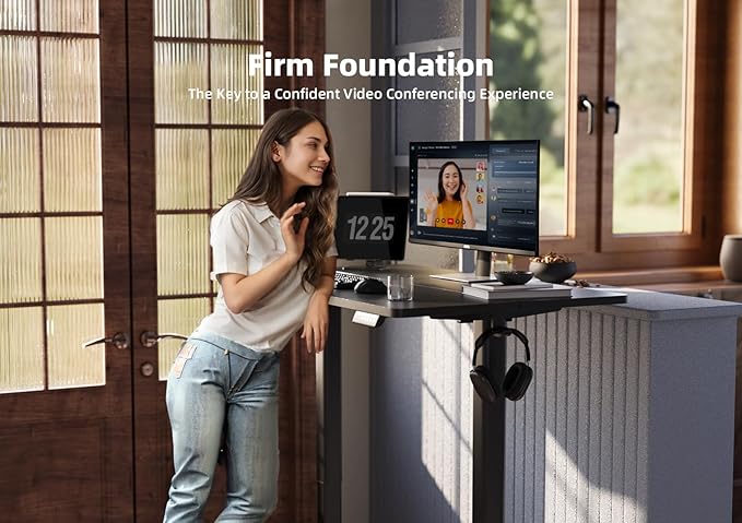 YDN Electric Standing Desk, Adjustable Height Stand up Desk, 55x24 Inches Sit Stand Home Office Desk with Splice Board, Black Top