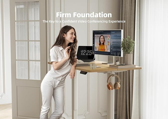 YDN Electric Standing Desk, 55x24 Inch Stand up Desk Adjustable Height, Sit Stand Home Office Desk with Splice Board, Natural