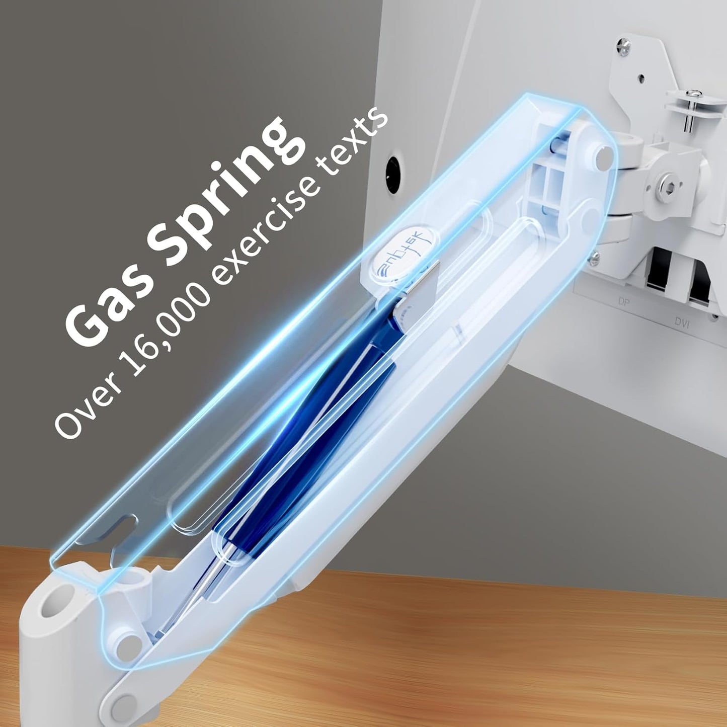 Suptek Monitor Mount Gas Spring Single Monitor Arm Desk Mount Stand Fully Adjustable Fits 17 20 22 23 24 26 27 32 inch Monitors (White)