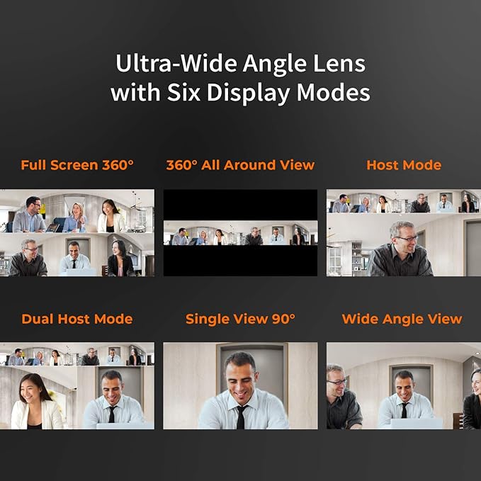 j5create 360 Degree All Around Meeting Webcam - 1080P HD Video Conference Camera with High Fidelity Microphone, USB-C | for Video Conferencing, Online Classes, and Collaboration (JVCU360)