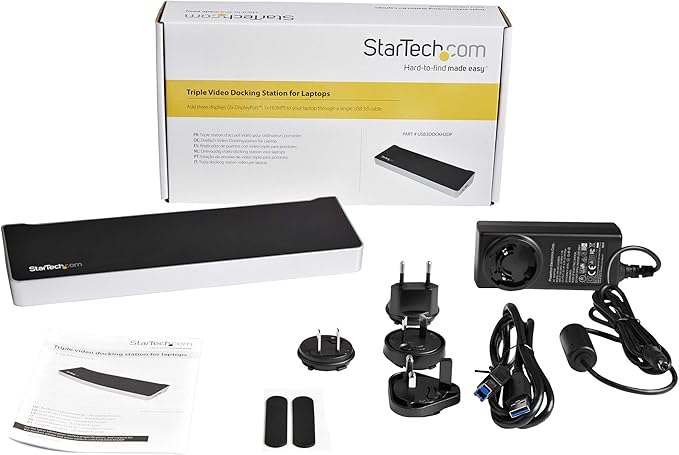 StarTech.com Triple Monitor USB 3.0 Docking Station, 2x 4K DisplayPort & HDMI, USB Type A Universal Laptop Dock, Windows/Mac, TAA