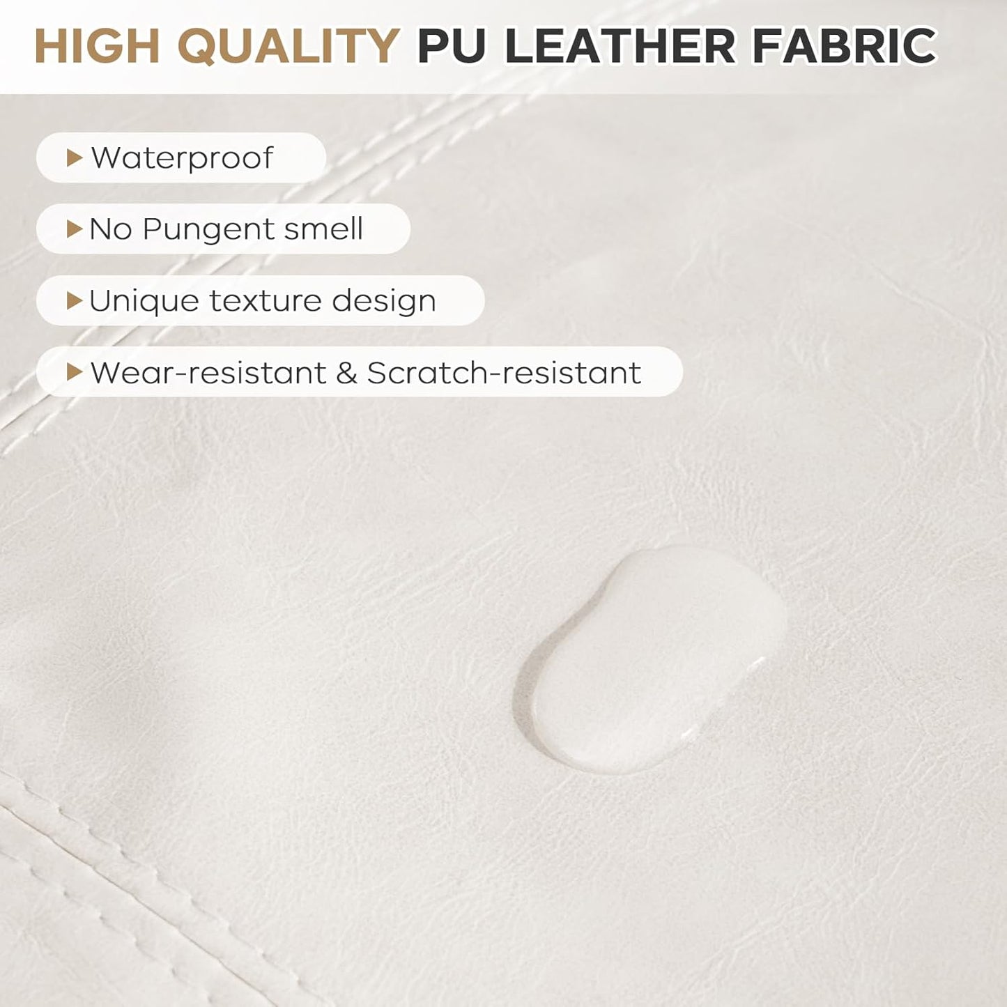 Unstuffed Pouf Ottoman Cover, 17.7x17.7 inch Faux Leather Moroccan Poofy Ottomans Cover, footrest Square White Footstool with Storage Waterproof Easy Cleaning for Living Room (Only Cover No Filler)