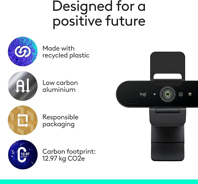 Logitech Brio 4K Webcam, Video Calling, Noise-Cancelling mic, HD Auto Light Correction, Wide Field of View, Works with Microsoft Teams, Zoom, Google Voice, Google Meet, PC/Mac/Laptop/MacBook/Tablet
