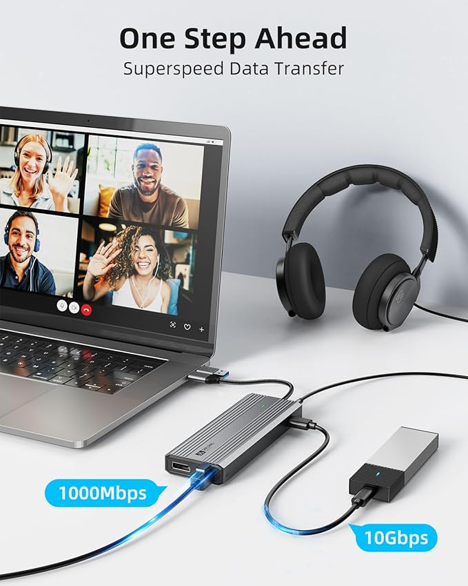 Displaylink Dock,Displaylink Docking Station Dual Monitor,10Gbps USB C Docking Station for MacBook M1/M2/M3/Windows,Laptop Docking Station with 2 HDMI 4K,2 PD 4K, Ethernet,USB 3.2,Mic/Audio,100W PD