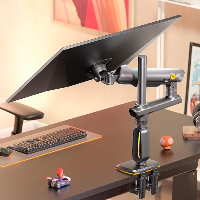 Gaming Monitor Arm for Flat/Ultrawide/Curved Monitors 32 to 60 inch, Heavy Duty Monitor Stand Load up to 20 kg, VESA 75/100 mm Mount G80 (Grey Black)