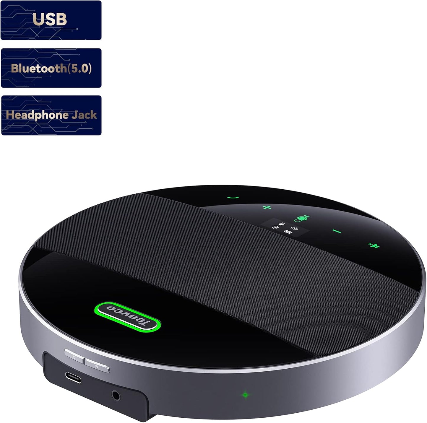 Tenveo MagiCall Conference Speaker with Microphone, Bluetooth/Wireless/USB omnidirectional Speakerphone Noise Cancelling Conference Call 360 Pickup for 10~15 People Online Meeting