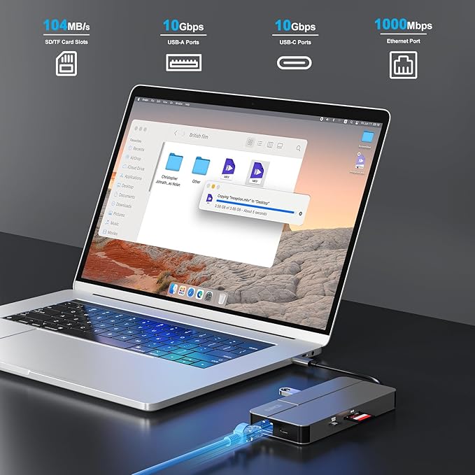 Mac Docking Station Dual Monitor 2 HDMI for MacOS and Windows Laptop Implement MST, Compatible MacBook Pro/Air M1/M2/M3/M4 Chips, Dual 4K Display for All USB C Computers