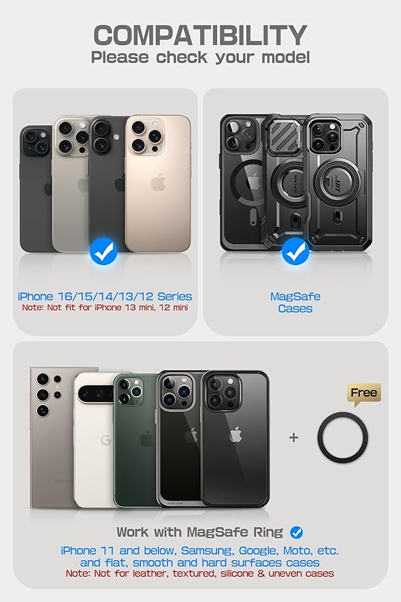 SUPCASE for MagSafe Wallet with Stand, Magnetic Genuine Leather Wallet for Men, [Hold 5 Cards] [Adjustable Stand] [RFID Blocking] Phone Stand Card Holder Tripod for iPhone 16/15/14/13/12 Series, Brown