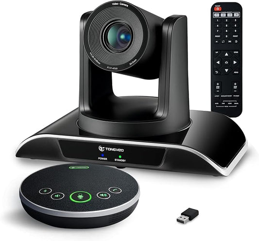 All-in-One Conference Room Video Camera System Bundle HD 1080P 60fps 3X Optical Zoom USB3.0 HDMI PTZ Camera and Bluetooth Conference Speakerphone with Microphones