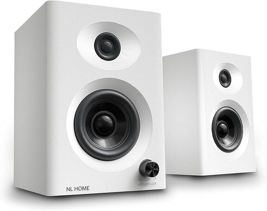 Bluetooth Bookshelf Speakers, 3" Premium Computer Speakers for PC, Laptop & TV – 60W Peak Power, Rich Balanced Sound, Compact Stereo Pair for Home Office & Small Rooms, White