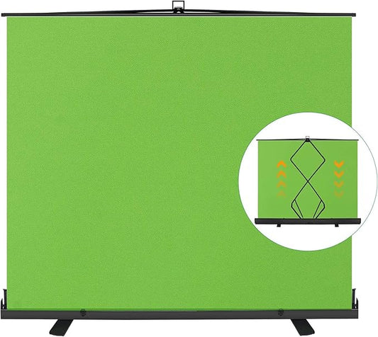 EMART 77x92in Collapsible Chromakey Panel Green Screen for Photo Backdrop Video Studio,Portable Pull Up,Solid Aluminium Base Wrinkle-Resistant Fabric,Auto-Locking Air Cushion Frame